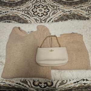 Gispa Peach Speckled Pant Set and Coach Purse